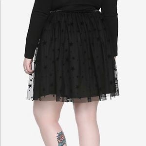 Black Velvet Star Mesh Skirt Plus Size